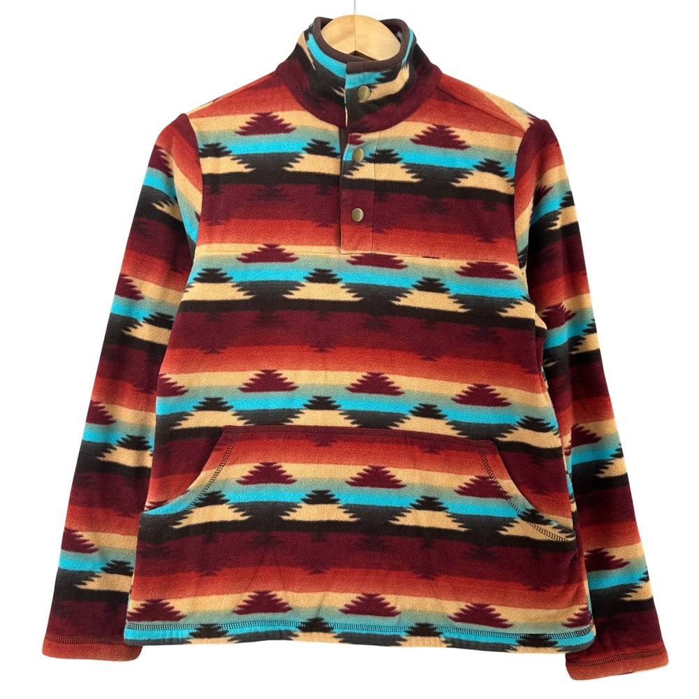 Outback Trading Company Delaney Henley Southwestern Fleece Pullover Womens SM